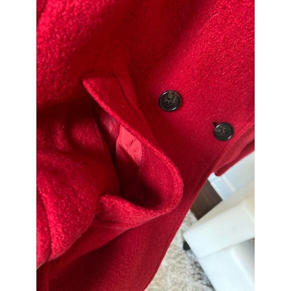 J.Crew Daphne Italian Boiled Wool Coat Red Double Breasted Longline Minimalist - Picture 9 of 12